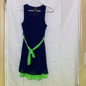 Girls dress blue and neon green